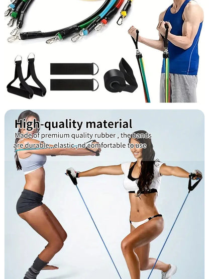 11pcs TPE Resistance Band Set Fitness Band Pull Rope Elastic Training Band With Door Anchor Handles Carry Bag Legs Ankle Straps Beauty World Shop