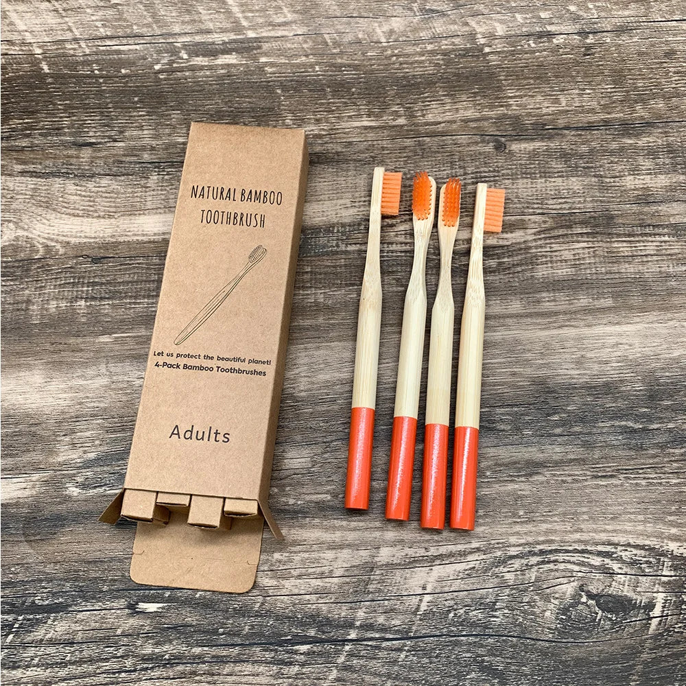 10pcs Round Handle Adult & Children Natural Eco Friendly Travel Tooth Teeth Brush Bamboo Toothbrush With Medium Hard Bristlesth Beauty World Shop