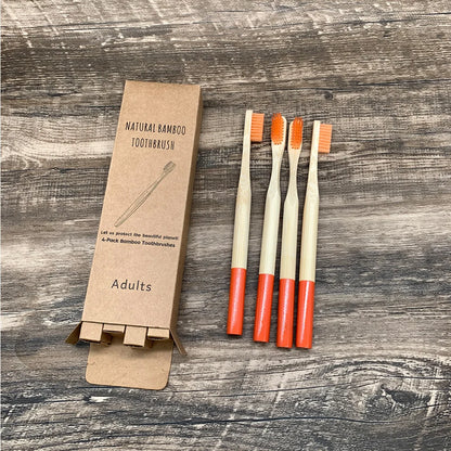 10pcs Round Handle Adult & Children Natural Eco Friendly Travel Tooth Teeth Brush Bamboo Toothbrush With Medium Hard Bristlesth Beauty World Shop