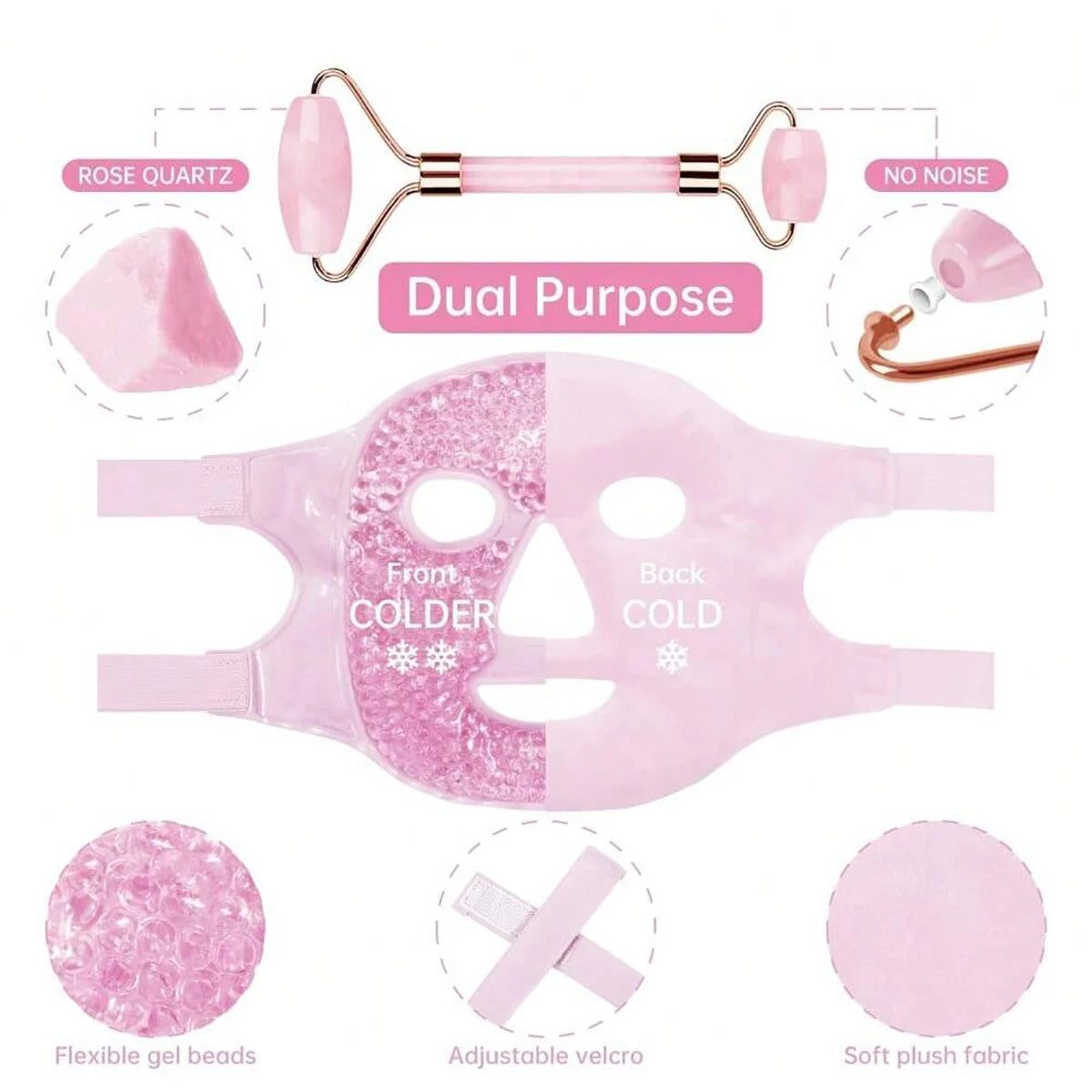Facial and Eye Mask Ice Pack - Reduces facial puffiness, dark circles. Gel bead-shaped hot and cold packs for facial care before Beauty World Shop