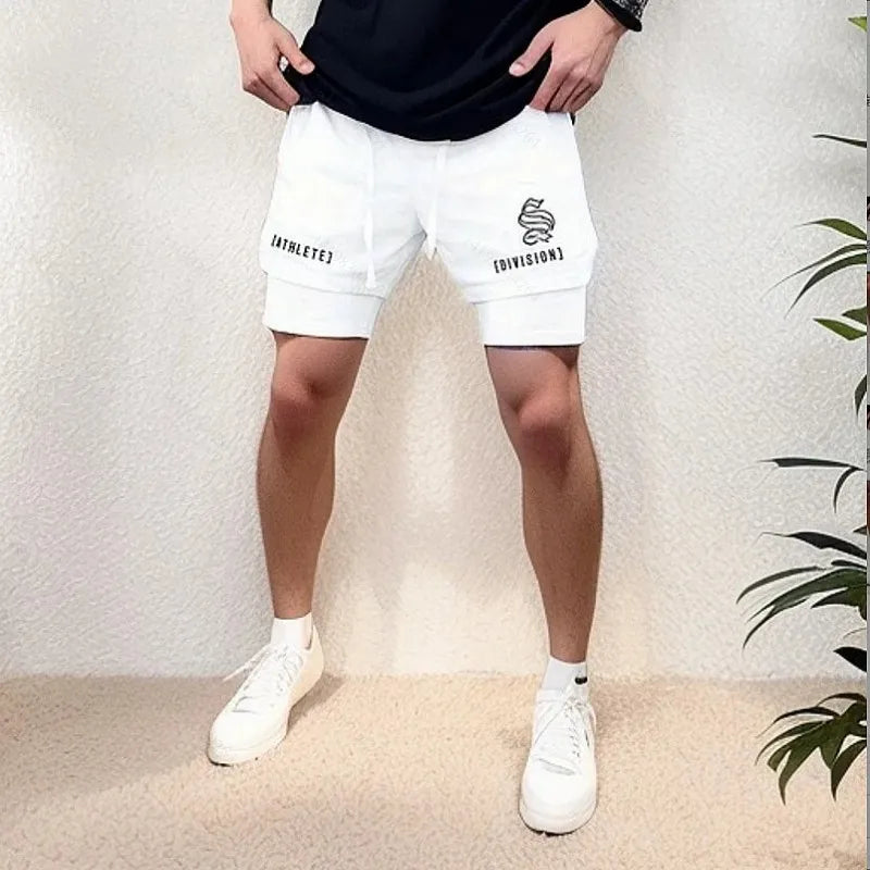 2025 NEW 2 IN 1 Sport Running Casual Breathable Shorts Men Double-deck Jogging Quick Dry GYM Shorts Fitness Workout Men Shorts