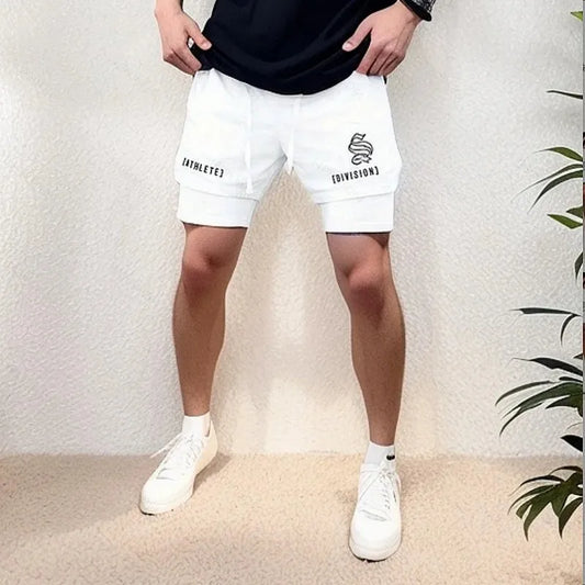 2025 NEW 2 IN 1 Sport Running Casual Breathable Shorts Men Double-deck Jogging Quick Dry GYM Shorts Fitness Workout Men Shorts