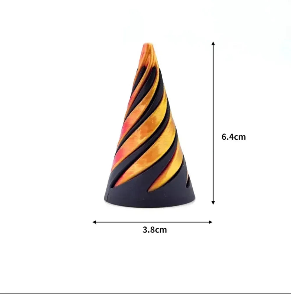 3D Printed Spiral Cone Pyramid Passthrough Sculpture Pass Through Pyramid Toy Mini Vortex Thread illusion Cone Spiral Ornament Beauty World Shop