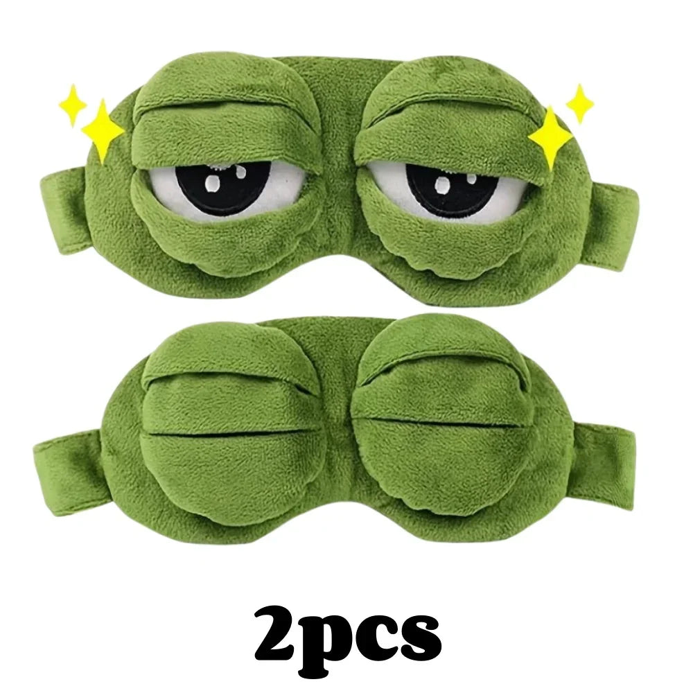 3D Sad Frog Sleep Mask Natural Sleeping Eyeshade Cover Shade Eye Patch Women Men Soft Portable Blindfold Travel Eyepatch Beauty World Shop