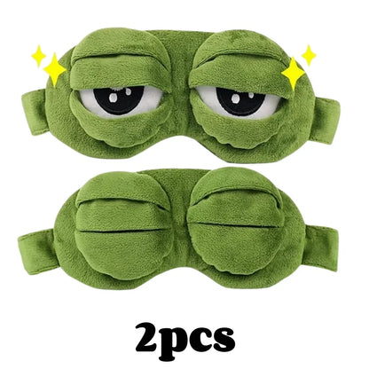 3D Sad Frog Sleep Mask Natural Sleeping Eyeshade Cover Shade Eye Patch Women Men Soft Portable Blindfold Travel Eyepatch Beauty World Shop