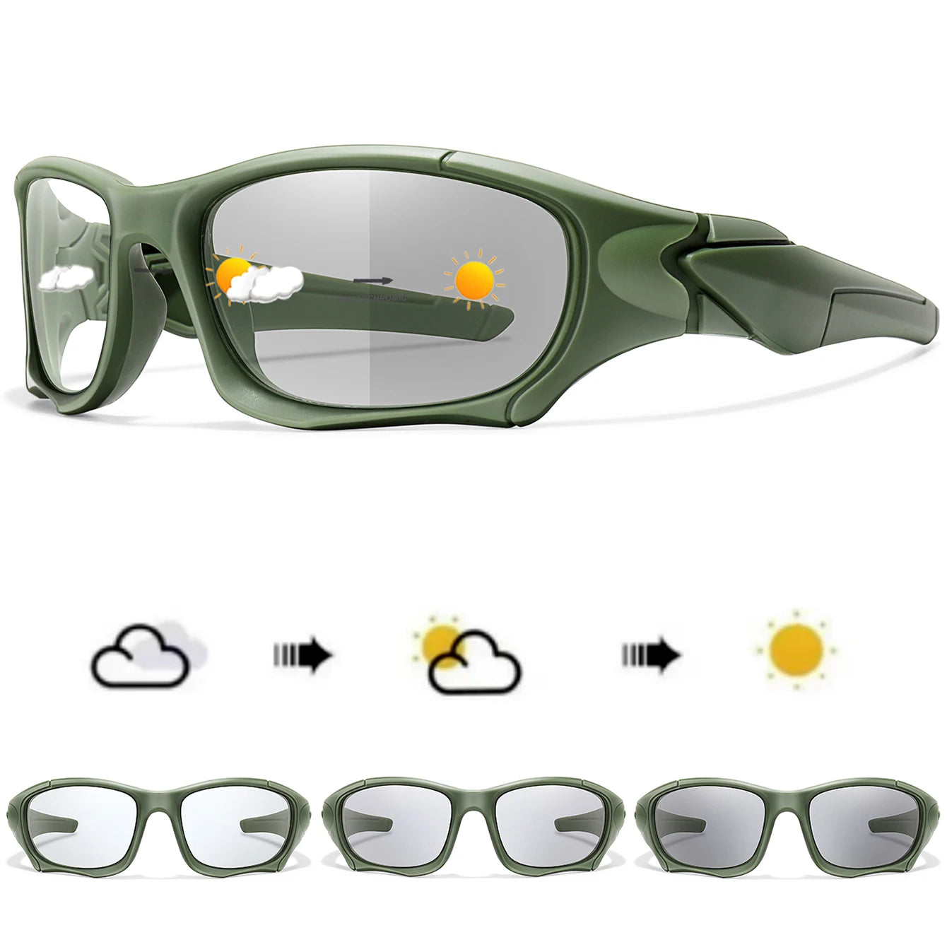 Photochromic Cycling Sunglasses Men Outdoor Sports Tactical Camouflage Goggles Vintage Driving Riding Fishing Windproof Beauty World Shop