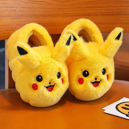 Kawaii Pikachu Figure Cotton Slippers Cover Heel Anime Peripheral Cute Cartoon Flat Autumn/Winter Plush Slippers Christmas Gifts Beauty World Shop