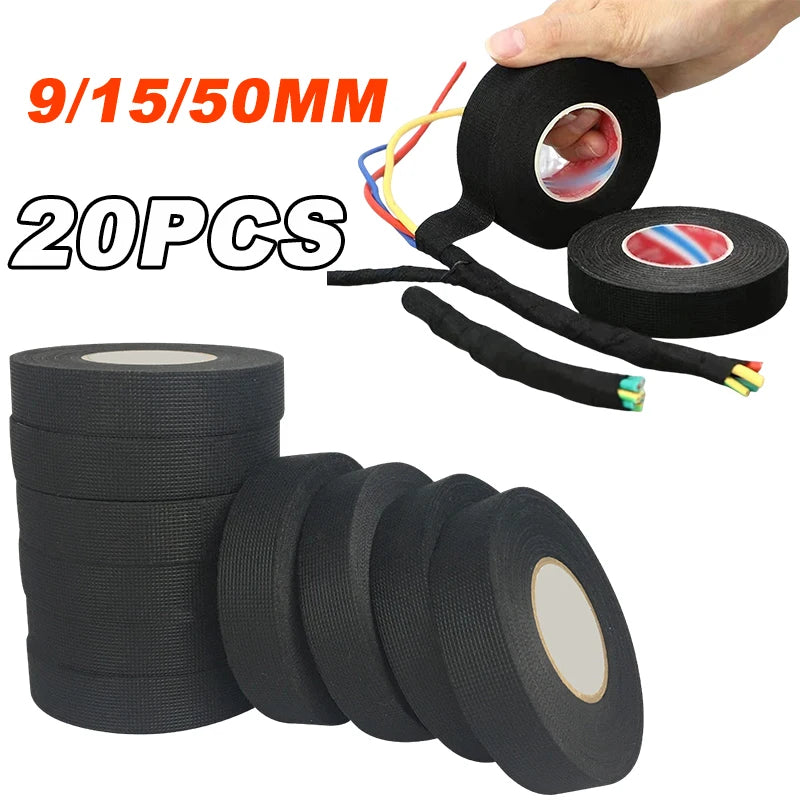 Electrical Insulating Tape Heat Resistant Harness Tape 9/15/50MM Car Cable Harness Wiring Loom Protection Waterproof Tape Beauty World Shop