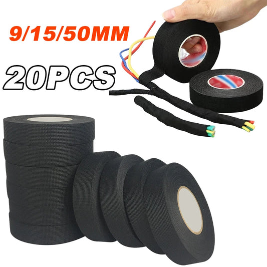 Electrical Insulating Tape Heat Resistant Harness Tape 9/15/50MM Car Cable Harness Wiring Loom Protection Waterproof Tape Beauty World Shop
