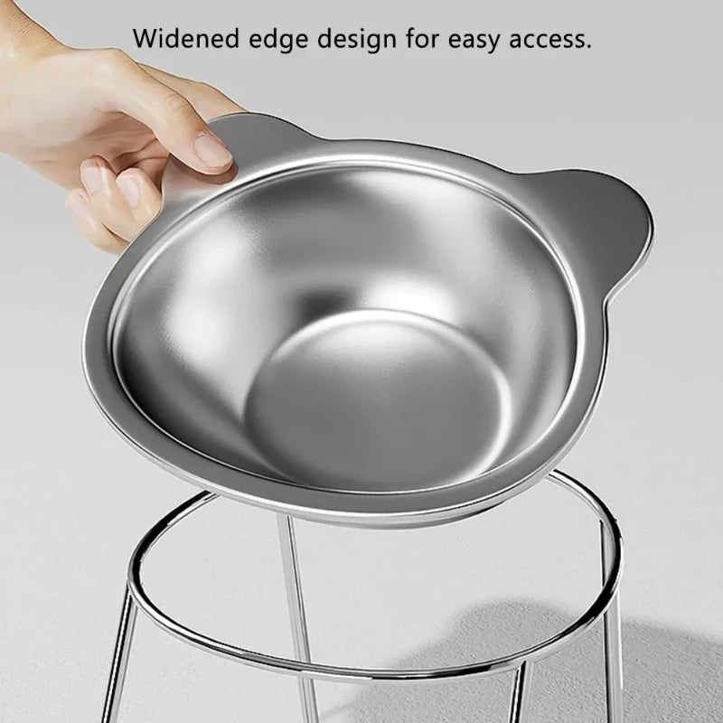 ‌304 Stainless Steel Raised Cat Bowl with 15° Elevated Design Tilted Neck Guard Healthy Feeding Shatterproof for Cats Puppies Beauty World Shop