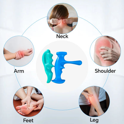 2PCS T-Shaped Massager+Thumb And Finger Pressure Rod Plastic Material Full-body Manual Thumb Massage,Foot Back Massage Health Beauty World Shop