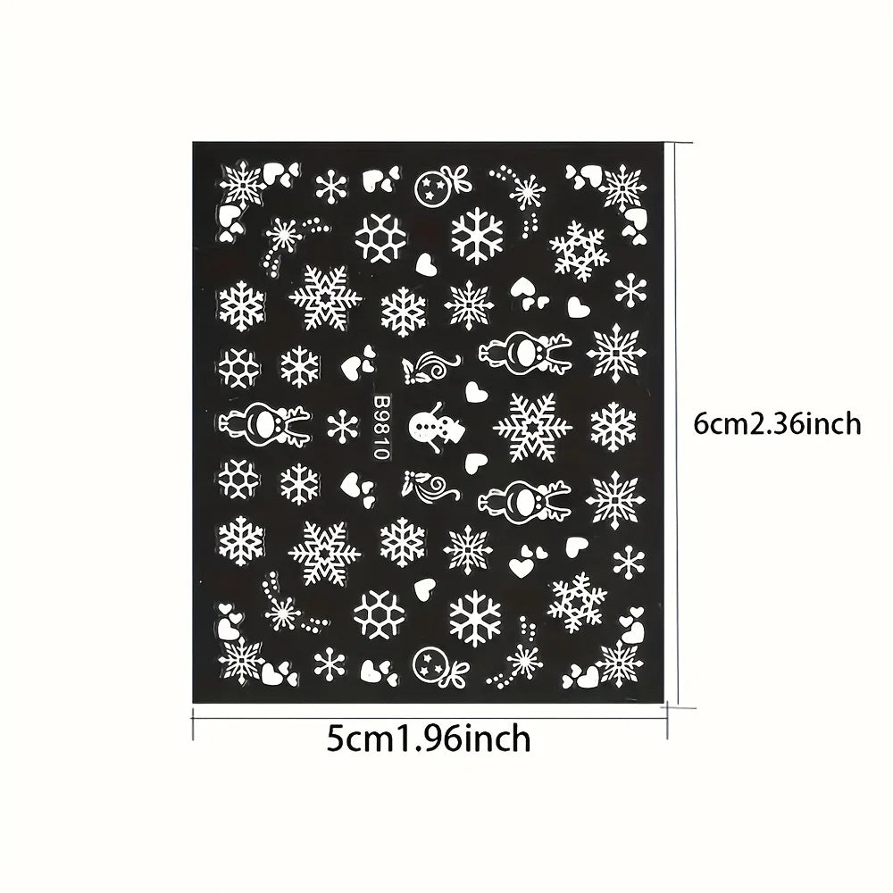 30pcs Sheets Christmas 3D Nail Art Stickers Decals Nail Art Supplies for Women And s - Self-Adhesive Cartoon Snowflake Snowman Beauty World Shop
