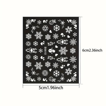 30pcs Sheets Christmas 3D Nail Art Stickers Decals Nail Art Supplies for Women And s - Self-Adhesive Cartoon Snowflake Snowman Beauty World Shop