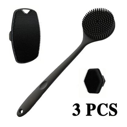 3-piece Bath brush set Soft silicone bath brush with non-slip handle, easy to clean and rinse, perfect for use in the bath Beauty World Shop