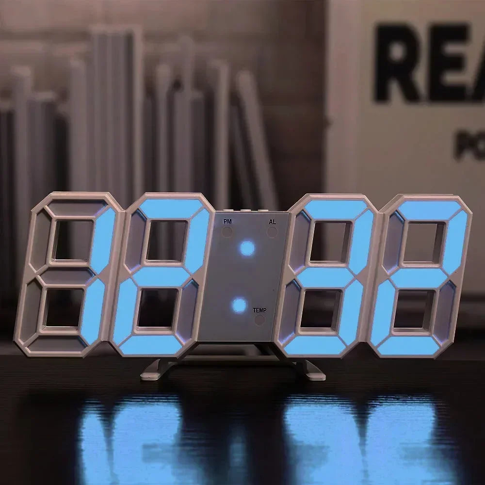 3D LED Digital Clock Wall Decoration Glow Night Mode Decoration for Home Adjustable Electronic Watch Clock Decor Clocks Garden Beauty World Shop