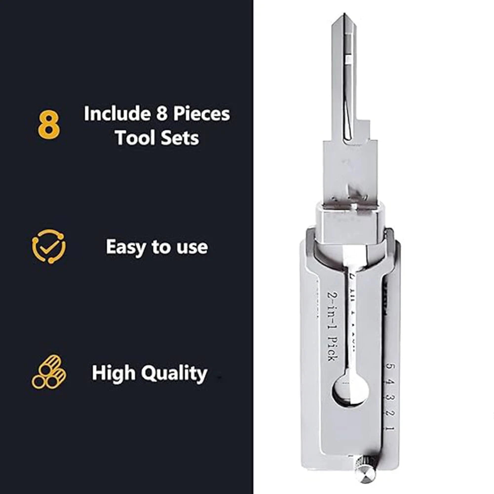 SS001 Stainless Steel Key Decoder 2 In 1 Precision Hook & Pick Set Lock Decoder O-ring Pickup Kit Maintenance Repair Hand Tools Beauty Fashion