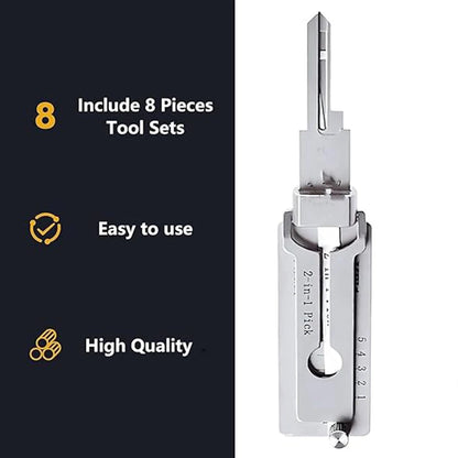 SS001 Stainless Steel Key Decoder 2 In 1 Precision Hook & Pick Set Lock Decoder O-ring Pickup Kit Maintenance Repair Hand Tools Beauty Fashion