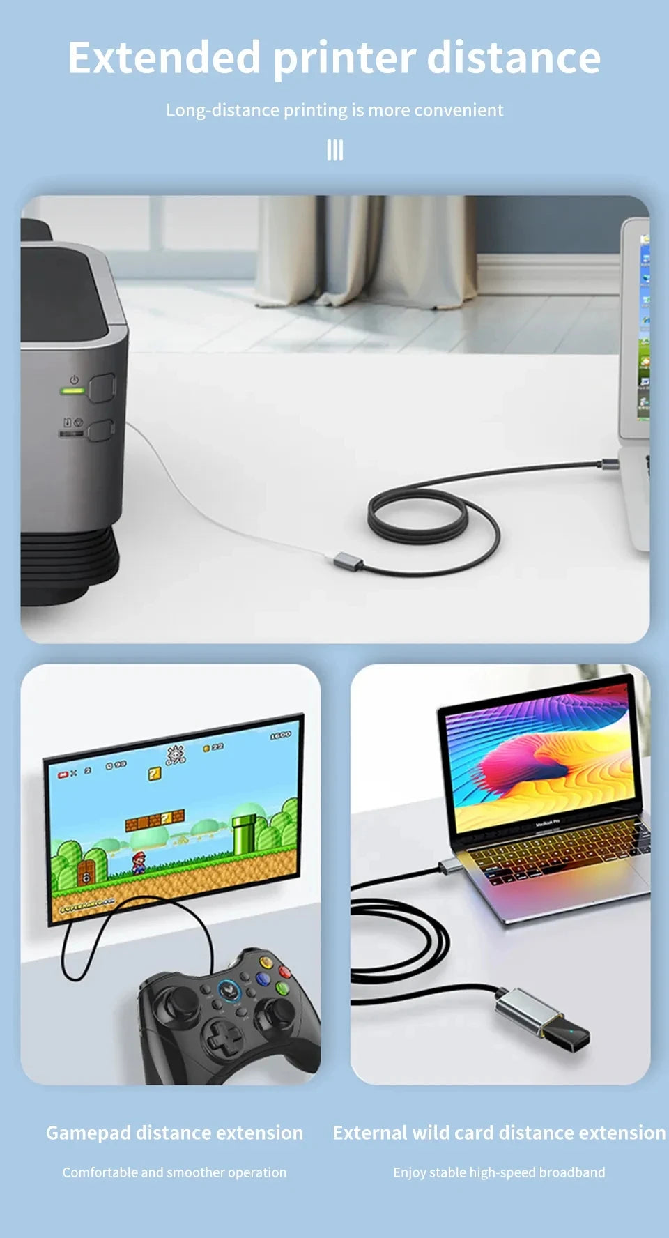 Male And Female Usb Extension Cable Usb 3.0 Mobile Charging Cable Suitable For Smart Laptops, Tvs, Ps4, And Usb Extension Cables Beauty World Shop
