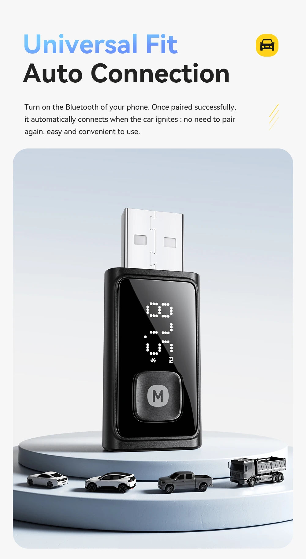 ESSAGER Bluetooth 5.4 Car Adapter Wireless FM Transmitter Audio Receiver&Handsfree Call Auto Stereo Mic Car Adapter Accessories Beauty World Shop