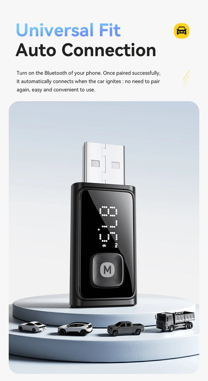 ESSAGER Bluetooth 5.4 Car Adapter Wireless FM Transmitter Audio Receiver&Handsfree Call Auto Stereo Mic Car Adapter Accessories Beauty World Shop