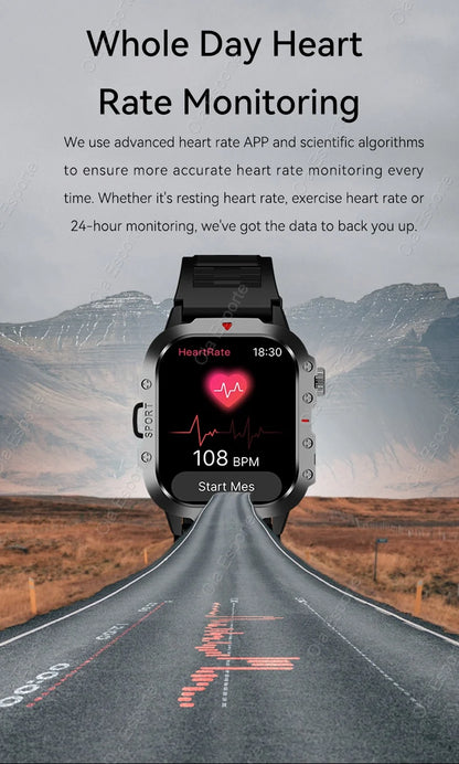 New Military GPS Smart Watch Men Flashlight Compass Waterproof Outdoor Sports Tracker Bluetooth Calls Smartwatch For Android IOS