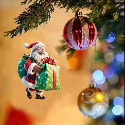 2d Acrylic Winter Decorative Hanging Cartoon Santa Claus Bicycle Gifts Christmas Pendants Christmas Tree Decoration Beauty World Shop
