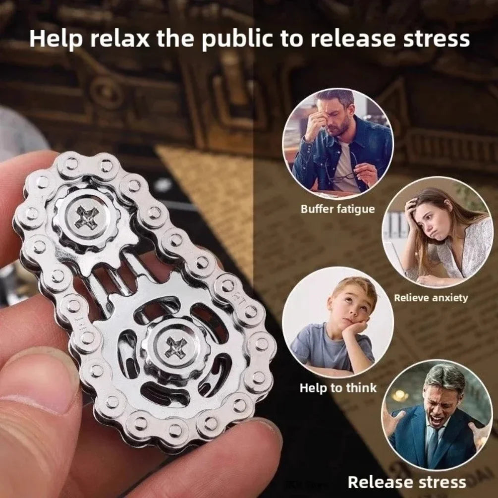 Sprocket Flywheel Flywheel Flying Top Flying Disk Anti-Anxiety Ornaments Metal Bicycle Chain EDC Rotating Flying Disk Adult Toy Beauty World Shop