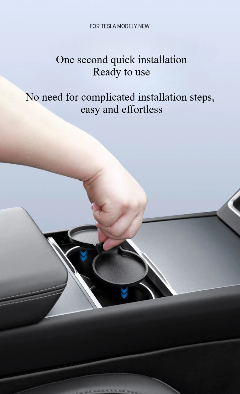 For Tesla Model Y Juniper 2025 Car Door Storage Pad 5PCS TPE Central Control Water Cup Holder Mat Organizer Tray Car Accessories Beauty World Shop