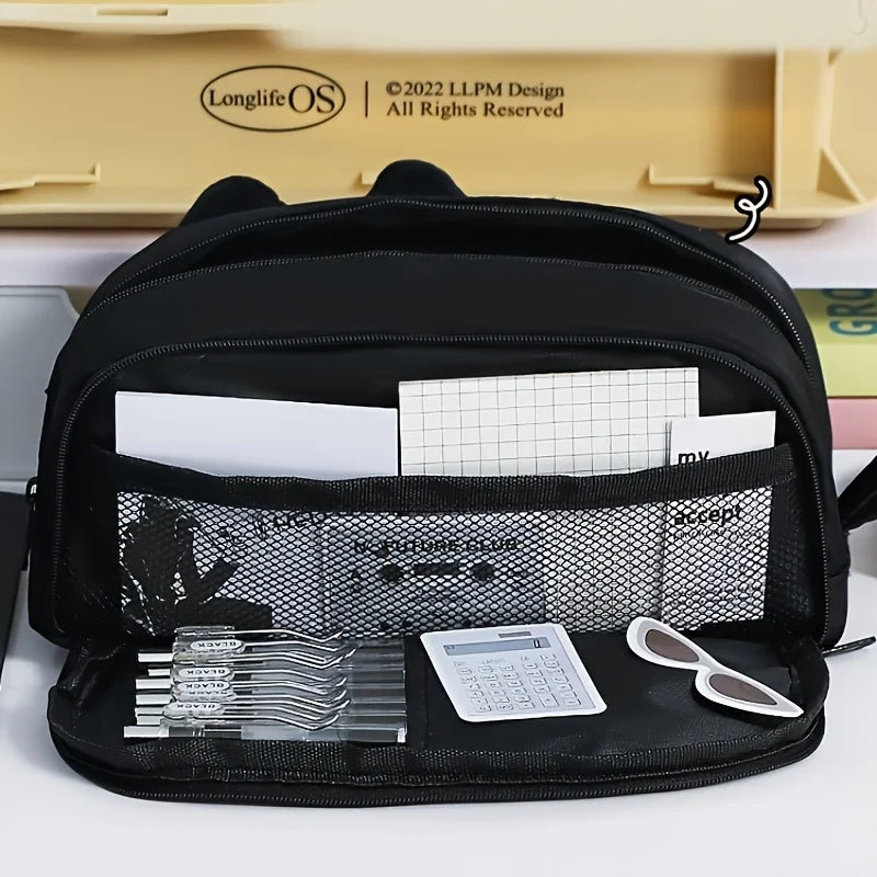 Cute 3D Black Cat Pencil Case-Large Capacity Polyester School Supplies,Cute Cat Lover Gift for Students & Office (Paw Design) Beauty World Shop
