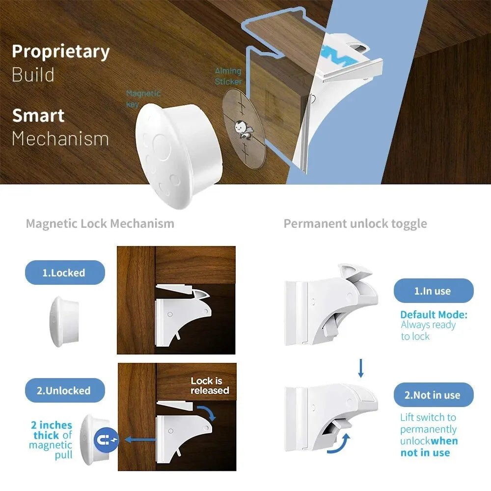 Baby Safety Lock Invisible Lock Kids Security Drawer Latch Cabinet Door Magnetic Child Safety Lock Limiter Children Protection Beauty World Shop