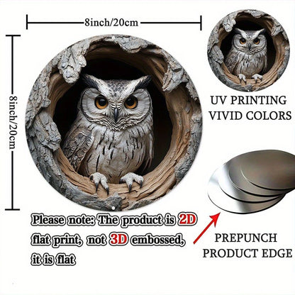 Contemporary Owl Wall Theme Round Wooden Home Kitchen Garden Club Garage Office Wall Decor Ideal Holiday Gift 8 inch Beauty World Shop