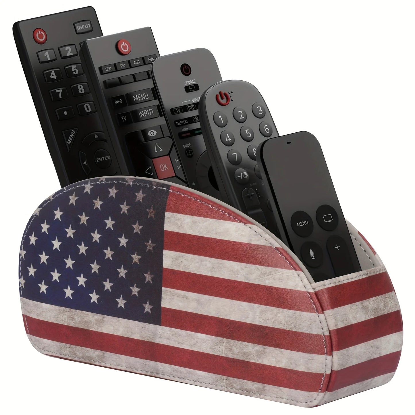 PU Leather Remote Control Holder5Compartments,Multi-Device Organizer for TV/DVD/Blu-Ray,Desk & DrawerStorageBoxHome&OfficeDecor Beauty World Shop