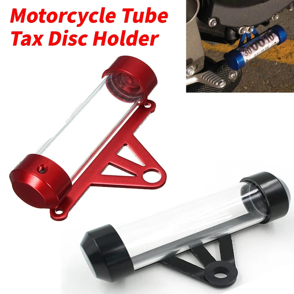 Motorcycle Secure Tube Tax Disc Holder Universal Motorbike Tax Disc Tube Cylindrical Holder Frame Waterproof with Screwdriver Beauty World Shop