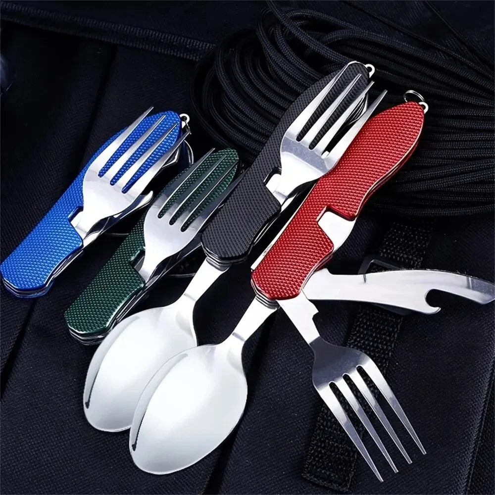 Foldable Camping Utensil Set - Multi-Functional Knife, Fork, Spoon Combo For Outdoor Activities And Sports Camping Picnic Travel Beauty World Shop