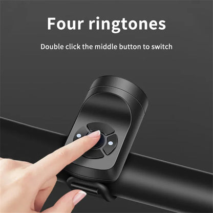 USB Rechargeable Bicycle Electric Bell Motorcycle Horn 4 Modes Mountain Bike Bell Cycling Anti-theft Alarm Horn Bike Accessorie Beauty World Shop