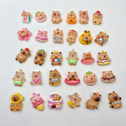 50 pcs Glow Resin Animals & Capybaras Mystery Blind Bags - Mini Fairy Garden Gift Box Decor Beauty World Shop