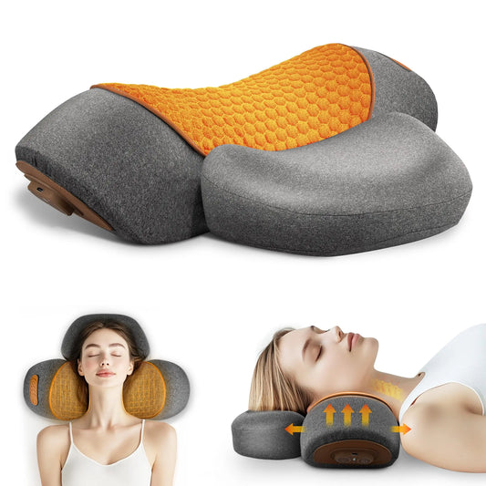 Electric Neck Massager Cervical Pillow Hot Compress Neck Stretch Heating Vibration Neck Shoulder Massage Pillow Back Traction Beauty World Shop