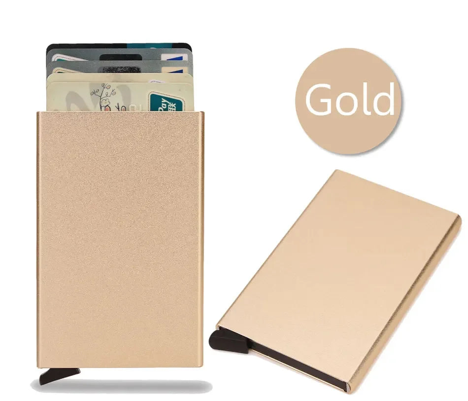 Rfid Credit Card Holder Metal Thin Slim Smart Wallet Men Women Wallets Pop Up Minimalist Small Black Purse Mini Walets for Men Beauty World Shop