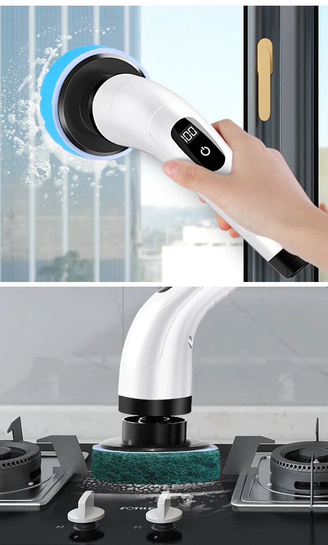 Household Cordless Multipurpose Spin Scrubber Kitchen Gadgets Hair Brushes Bathroom Broom Toilet Mops Electric Cleaning Brush