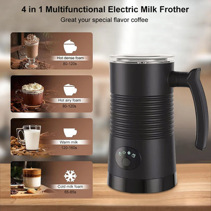 Electric Milk Frother Automatic Rotary Foamer for Coffee Cappuccino Latte 4 in 1 Hot and Cold Foam Maker Milk Frother Foamer Beauty World Shop