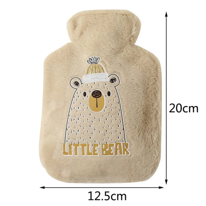 Cartoon Plush Rabbit Bear Hot Water Bottle Water Filling Velvet Small Portable Student Hand Warmer Cute Warm Water Bag Beauty World Shop