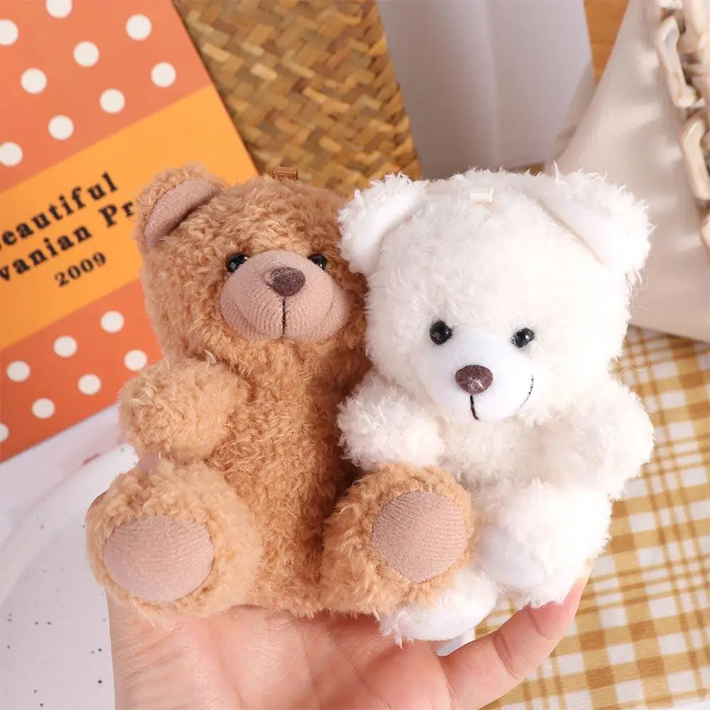 Stuffed Animals Plush Little Bear keychain Plush Doll Animal Bear Curly Plush Sitting Doll Couple Toy Soft Bear Bag Pendant Beauty World Shop
