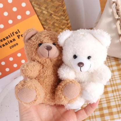 Stuffed Animals Plush Little Bear keychain Plush Doll Animal Bear Curly Plush Sitting Doll Couple Toy Soft Bear Bag Pendant Beauty World Shop