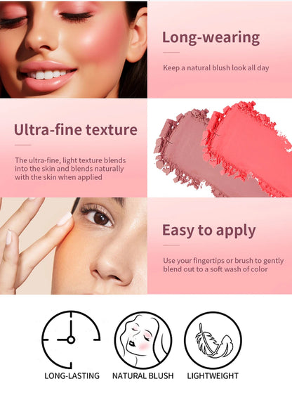 Face Blusher Matte Natural Cheek Tint Brighten Face Pink Red Face Contouring Cosmetics Blush Powder Soft Female Makeup Beauty World Shop