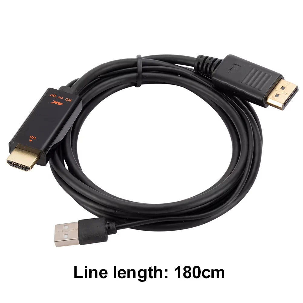 HDMI-Compatible To DisplayPort Cable 4K@60Hz 2K@120Hz HDMI-Compatible Source To DP Display Monitor Cable for PC Laptop PS5 Xbox Beauty World Shop