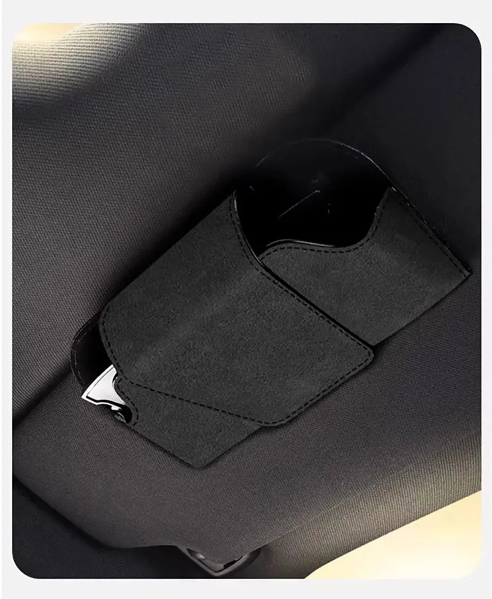 Car Glasses Case Auto Sun Visor Premium Suede Glasses Holder Wear-Resistant Sunglasses Protective Box Universal Cars Accessories Beauty World Shop