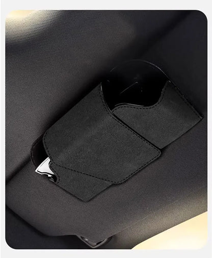 Car Glasses Case Auto Sun Visor Premium Suede Glasses Holder Wear-Resistant Sunglasses Protective Box Universal Cars Accessories Beauty World Shop