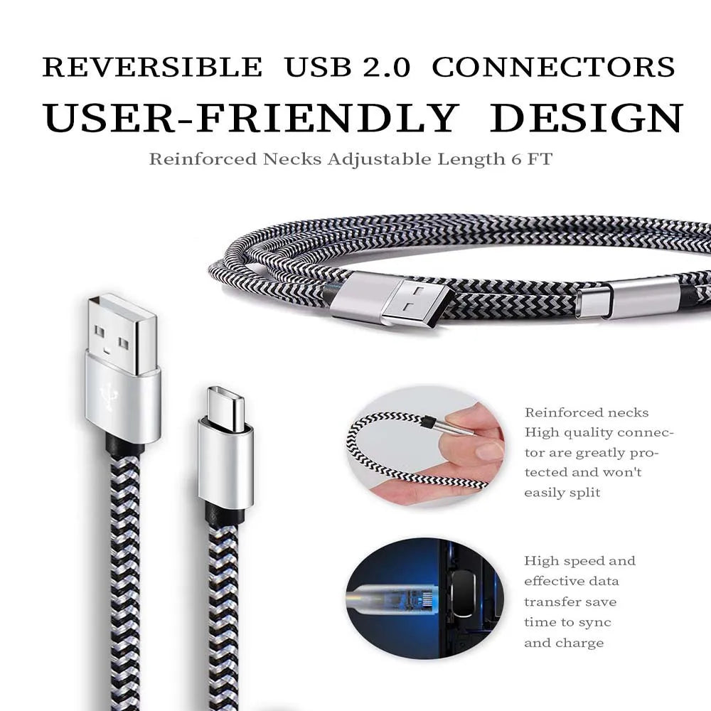 USB Type C Cable 2.4A Fast Charging Battery Charger Wire Woven Nylon Data Cable Mobile Phone Charger For Huawei Samsung USB C Beauty World Shop