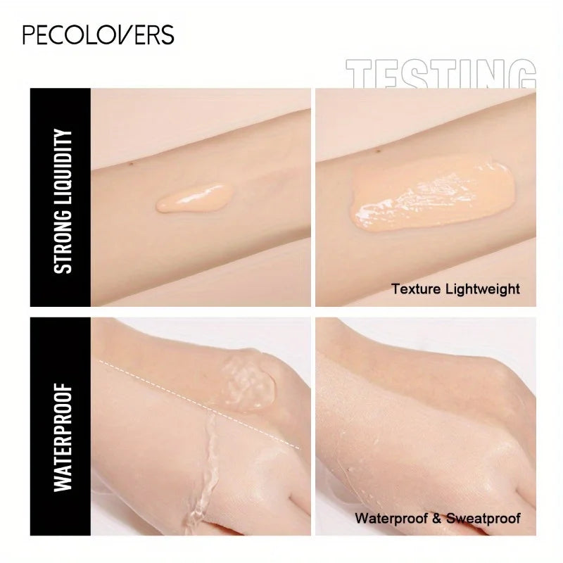 PECOLOVERS Matte Finish Liquid Foundation - Oil-Control, Waterproof, Full Coverage Concealer for All Skin Tones Beauty World Shop