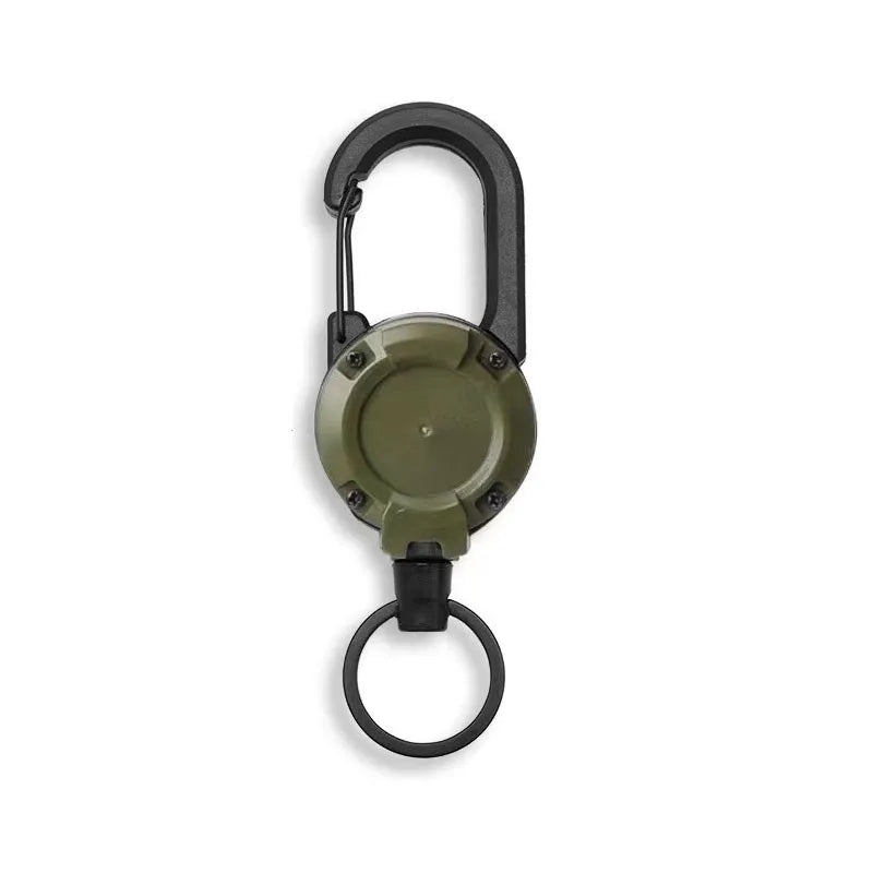 Retractable Heavy Duty Pull Reel Carabiner Strong Steel Wire Rope Buckle Spring Key Ring Outdoor Sporty attachment Keychain Tool Beauty World Shop